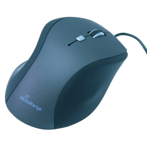 Mouse ottico Media Range 5 pulsanti con cavo 2400 dpi nero/grigio USB 2.0 MROS202